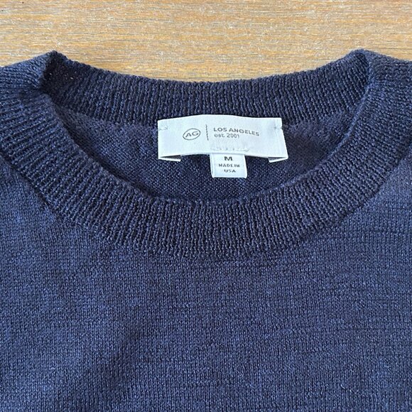 NWT AG Adriano Goldschmied Navy Marino Wool Crewneck Sweater, Size M - Picture 6 of 8